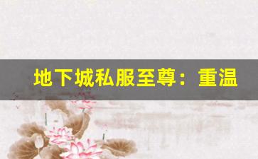 地下城私服至尊：重温经典传奇，再现辉煌岁月