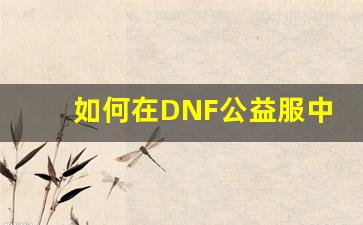 如何在DNF公益服中享受全免费福利