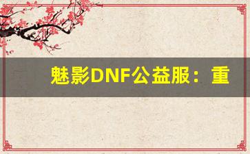 魅影DNF公益服：重温经典，感受不一样的冒险